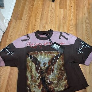 Rare peace cropped Brown and Pink shirt